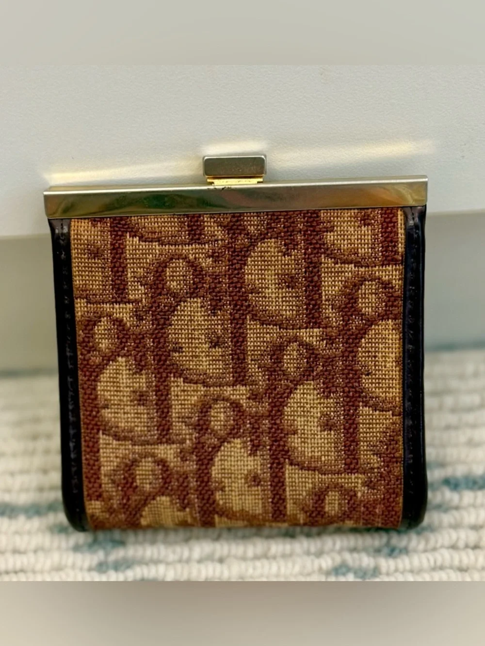 DIOR Vintage 70’s Classic Burgundy Trotter Monogram Canvas Leather Coin Purse